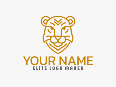Logo design featuring a monoline golden tiger, exuding elegance and strength.