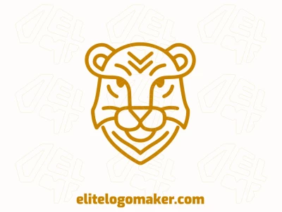 Logo design featuring a monoline golden tiger, exuding elegance and strength.