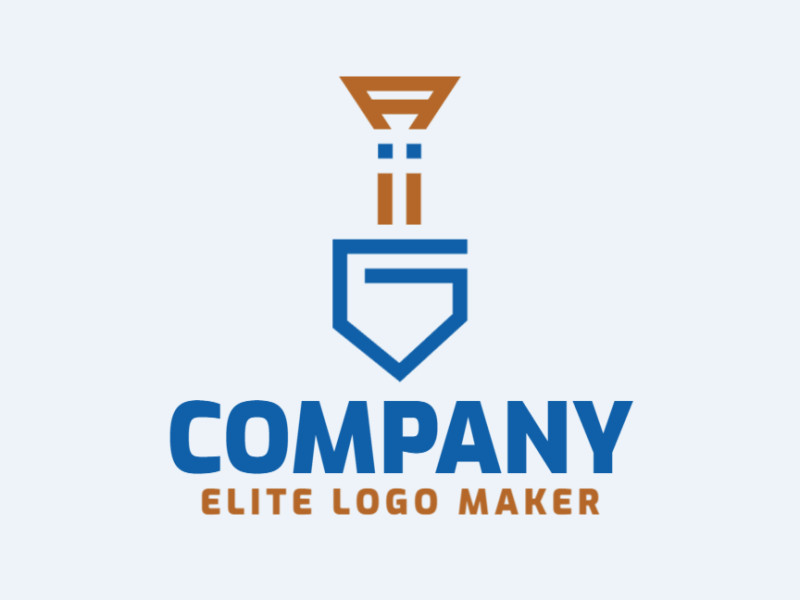 Logotipo moderno  com a forma de uma pá combinado com uma letra "g" com design profissional e estilo simples.