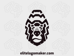 Logo design available in the form of a gorilla head with symmetry style and black color.