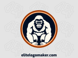 Portraying strength and balance, this symmetric logo features a majestic gorilla in vibrant shades of orange, red, black, and beige.