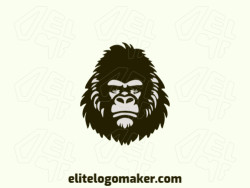 This animal-inspired logo features a powerful gorilla head in shades of grey and black. Its bold design exudes dominance and resilience, making it perfect for brands seeking a strong and commanding presence.
