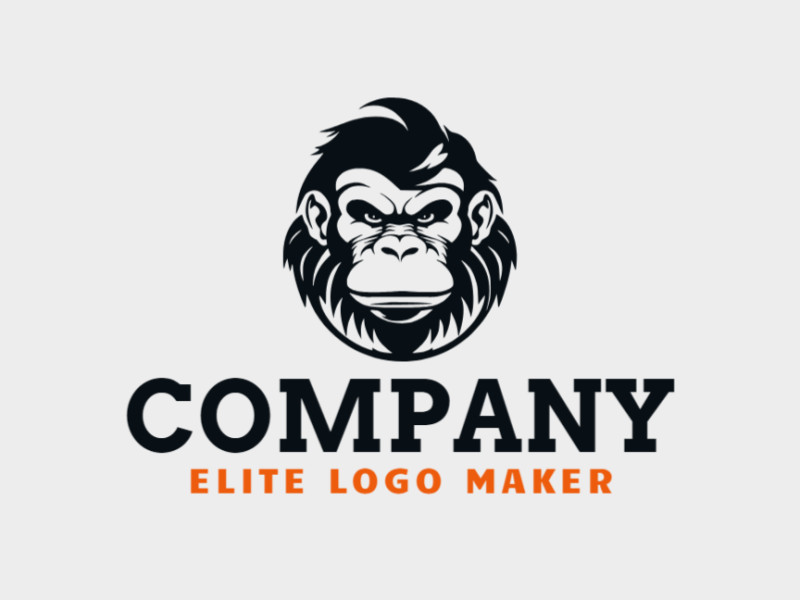 Logotipo moderno com a forma de uma cabeça de gorila com design profissional e estilo abstrato.