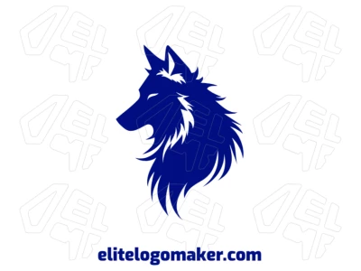 Un lobo azul elegante con diseño corporativo, creado en estilo simétrico, ideal para la creación de un logotipo cautivador.