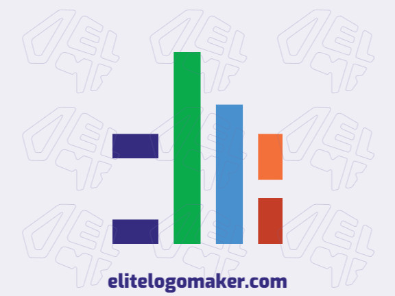 Vector logo in the shape of a graph with minimalist design with blue, orange, purple, and red colors.