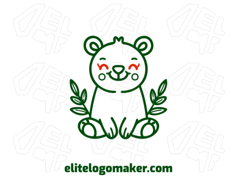 A beautiful monoline-style logo featuring a green bear combined with tree leaves, creating a harmonious and natural design.