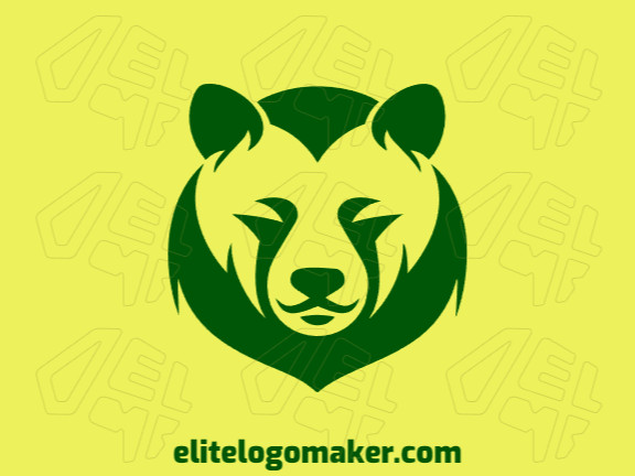 Um logotipo simétrico da cabeça de um urso em verde escuro, irradiando harmonia e a essência da força da natureza.