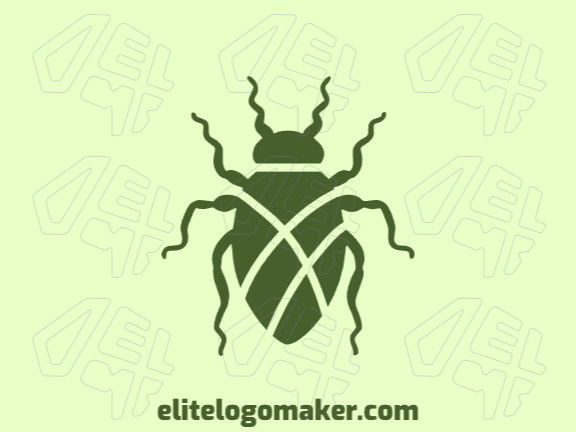 Logotipo memorável com a forma de um besouro verde com estilo abstrato, e cores customizáveis.