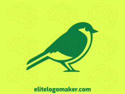 Customizable logo in the shape of a green bird with creative design and minimalist style.