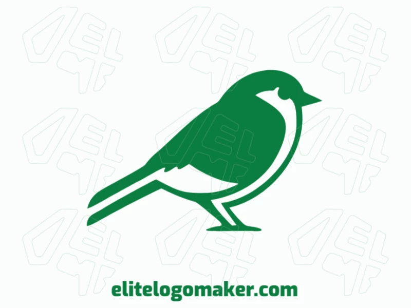 Logotipo personalizable en forma de un pajaro verde con diseño creativo y estilo minimalista.