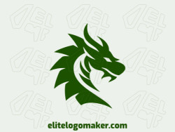 Abstract logo in the shape of a green dragon with creative design.