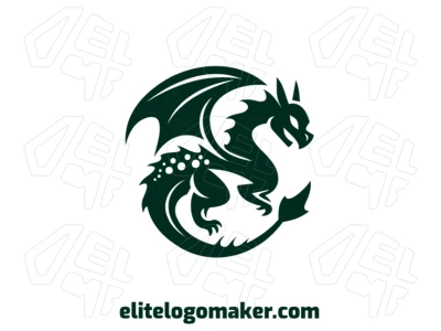 Un impresionante dragón verde con ilustración abstracta audaz, diseñado en un estilo abstracto moderno para branding destacado.