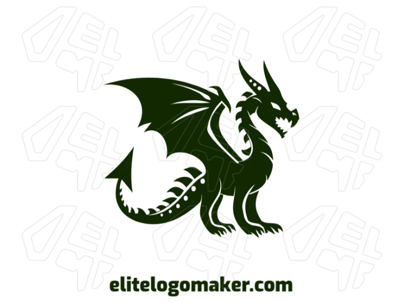 A green dragon with a detailed design, embodying a luxurious and illustrative style perfect for an eye-catching logo.