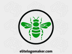 A simple logo composed of abstract shapes forming a green insect with black and dark green colors.