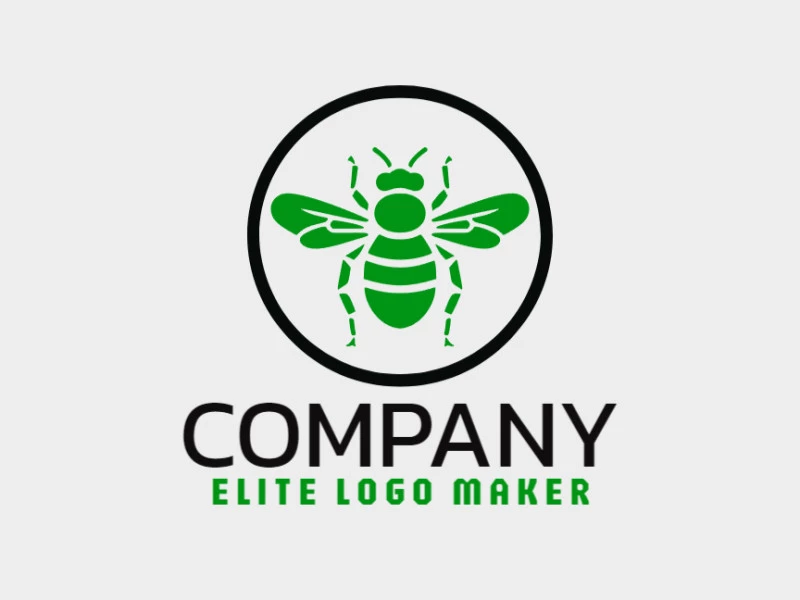 A simple logo composed of abstract shapes forming a green insect with black and dark green colors.