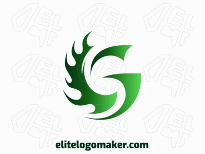 An abstract logo featuring a green letter 'G' designed to resemble dragon wings, blending creativity and dynamic style in a unique design.