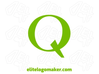 Una letra "Q" creativa, verde, con diseño refinado, hecha en estilo de letra inicial, usando colores vibrantes y sofisticados para un aspecto elegante.