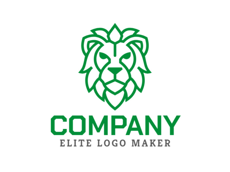 El diseño del logotipo presenta un león verde en estilo monolínea, creando una poderosa declaración de marca con líneas limpias y elegantes.