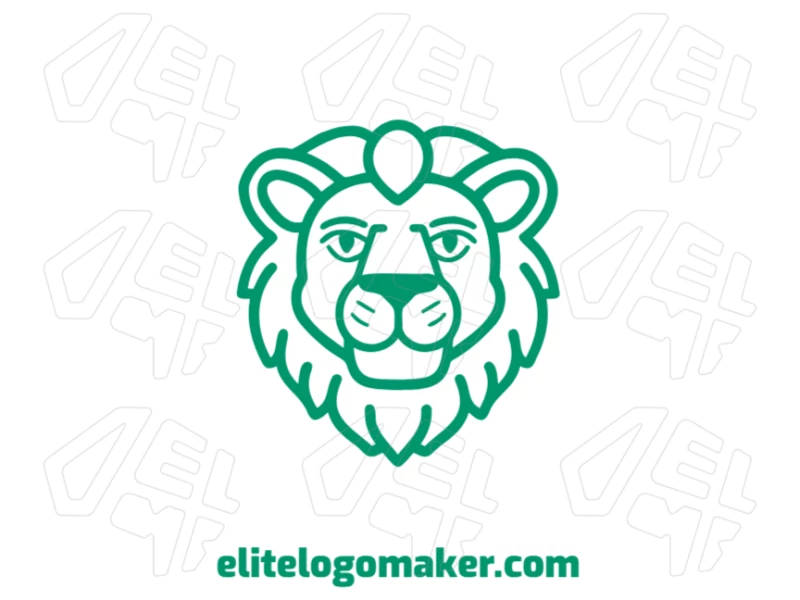 A prominent green lion head with a refined design, in a mascot style, perfect for a unique logo.
