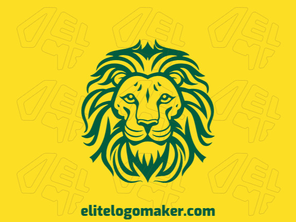Professional logo in the shape of a green lion with a symmetric style, the color used was green.