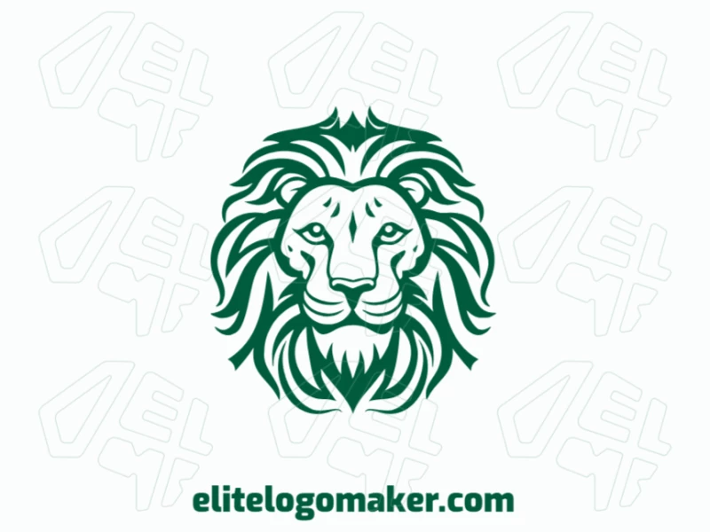 Logotipo profesional en forma de un león verde con un estilo simétrico, el color utilizado fue el verde.