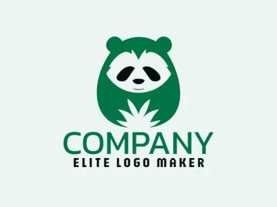 Customizable logo in the shape of a green panda with an abstract style, the colors used were black and dark green.