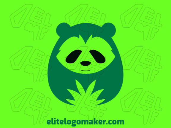 Customizable logo in the shape of a green panda with an abstract style, the colors used were black and dark green.