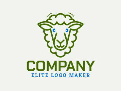A monoline depiction of a green sheep head, embodying nature and tranquility in a stylish logo design.