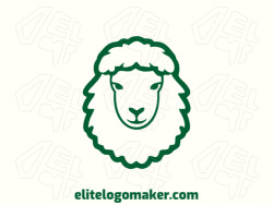 Crie um logotipo vetorizado apresentando um design contemporâneo de uma ovelha verde e estilo simétrico, com um toque de sofisticação.