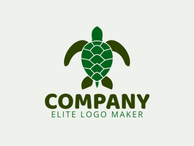 Diseño de logotipo en estilo animal con una tortuga verde, simbolizando apropiadamente la longevidad y la paciencia, perfecto para una marca inspirada en la naturaleza.