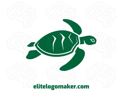 Quality logo featuring a green turtle swimming in a pictorial style, symbolizing calmness and harmony in a dynamic design.