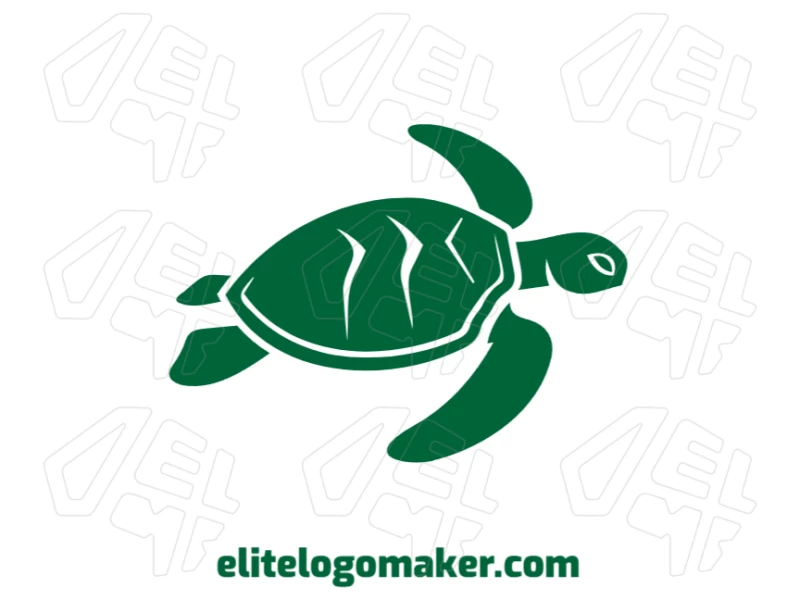 Logotipo de calidad con una tortuga verde nadando en estilo pictórico, simbolizando calma y armonía en un diseño dinámico.