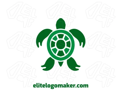 La tortuga verde con un diseño simétrico en estilo simétrico presenta un concepto de logo original y único.