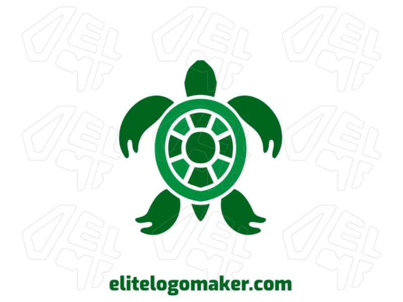La tortuga verde con un diseño simétrico en estilo simétrico presenta un concepto de logo original y único.