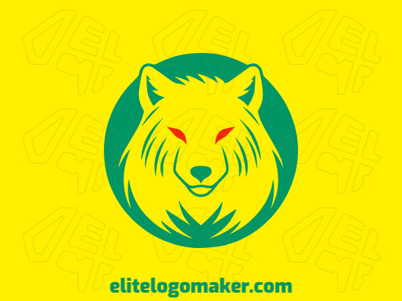Crie um logotipo vetorizado apresentando um design contemporâneo de um lobo verde e estilo minimalista, com um toque de sofisticação e com as cores verde e laranja.