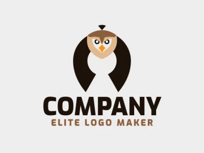 Animal company logo with the shape of an owl combined with a lock with yellow and brown colors.