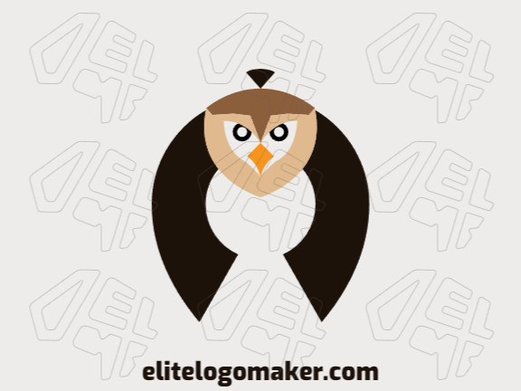 Animal company logo with the shape of an owl combined with a lock with yellow and brown colors.