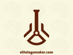 Minimalist logo with solid shapes forming a guitar combined with a flask with a refined design and brown color.