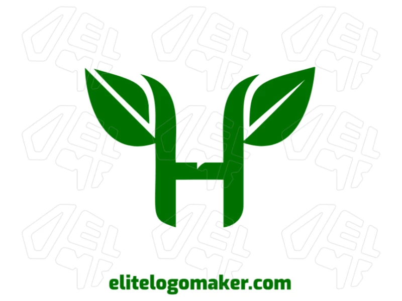Un diseño abstracto de marca, combinando la letra "H" con hojas de árbol, creando un logotipo único e icónico para tu marca.