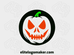 An illustrative logo with a spooky Halloween pumpkin, featuring a blend of green, orange, and black.