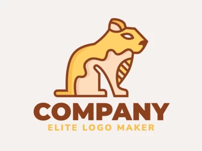 Animal logo design with the shape of a hamster composed of abstracts shapes with yellow and brown colors.