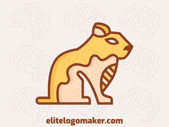 Animal logo design with the shape of a hamster composed of abstracts shapes with yellow and brown colors.