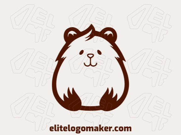 Crie um logotipo para sua empresa com a forma de um hamster com estilo infantil e cor marrom escuro.