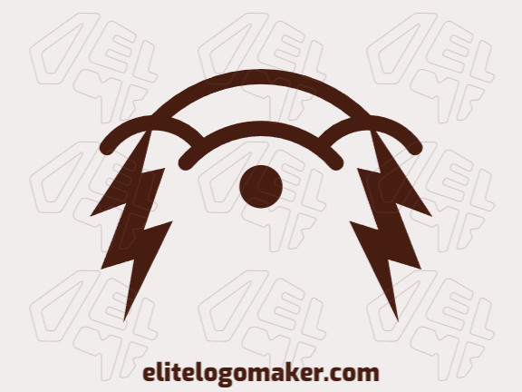 Logotipo disponível para venda, com a forma de um hamster combinado com um raio, com estilo abstrato e cor marrom.