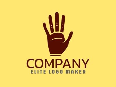 Simple logo created with abstract shapes forming a hand with the color dark brown.