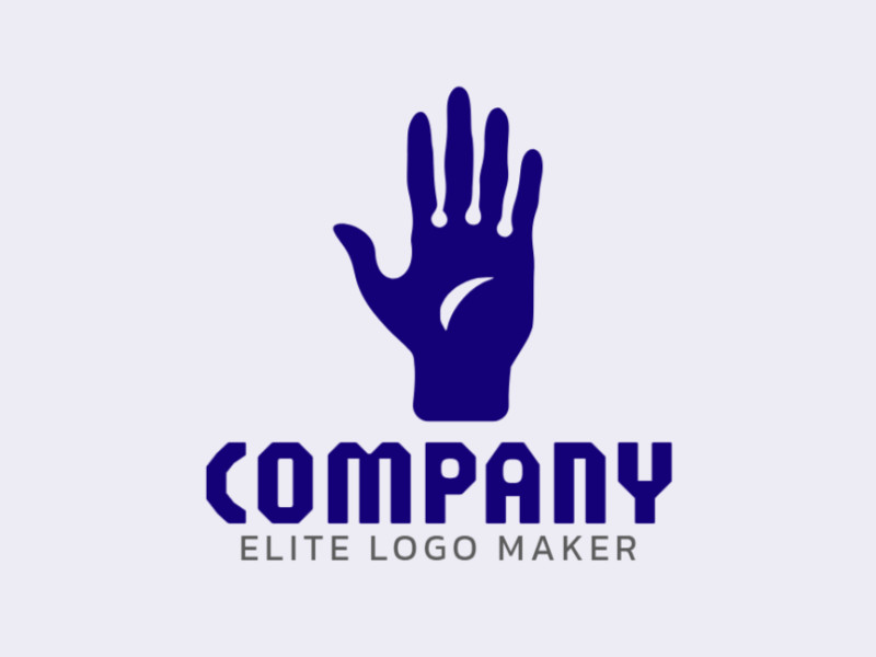 Um logotipo minimalista em forma de mão em azul escuro e tranquilo, simbolizando simplicidade e confiabilidade.