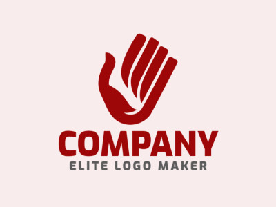 A simple yet expressive hand-shaped logo, in a deep dark red tone, communicating warmth and strength.