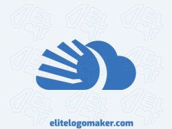 Abstract logo design with the shape of a cloud combined with a hand with blue and black colors.