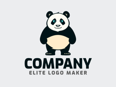 A cheerful mascot logo featuring a happy panda bear, radiating joy and warmth in blue, black, and beige hues.