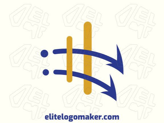 Logotipo customizável com a forma de uma hashtag combinado com setas, com estilo minimalista, as cores utilizadas foi azul e amarelo.
